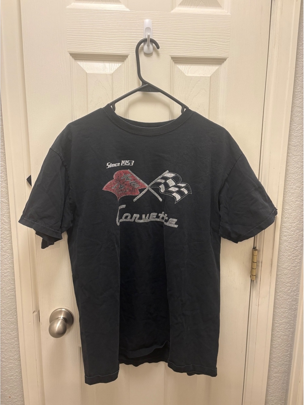 Vintage distressed Corvette Since 1953 Black Graphic T-Shirt Size Large